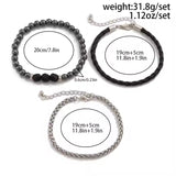 3-teiliges Armband-Set aus Labradorit-Stahl und Leder