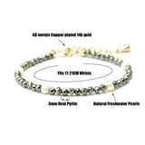 Pirit Lánckarkötő – Természetes gyöngyökkel és kristályokkal