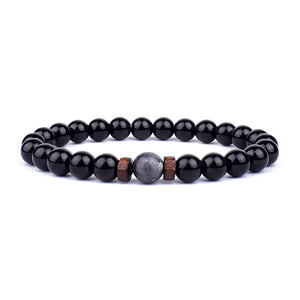 Men's Moonstone and Lava Stone Bracelet (Smooth Stones)