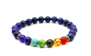 7 chakra blue lapis lazuli stone bracelet