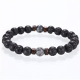 Men's moonstone and lava stone bracelet