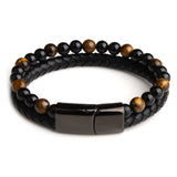 Tiger eye / braided genuine leather bracelet