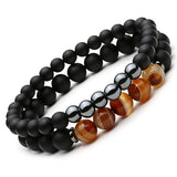 Guardian of soul and body bracelet - black onyx, hematite and crown marble set