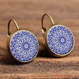 Blue soothing mandala earrings
