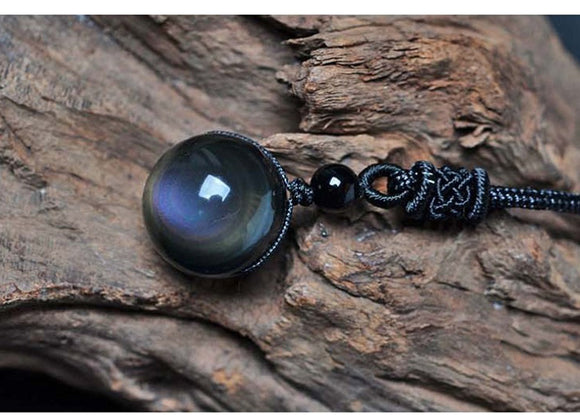 Obsidian-Halskette mit Regenbogenaugen