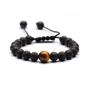 Hawaiian black volcanic lava stone and tiger's eye 8mm natural stone bracelet 