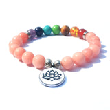 Pink sunstone 7 chakra bracelet