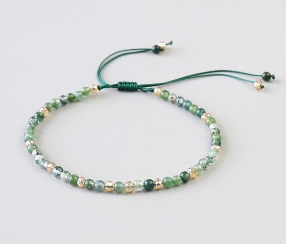 Tibetan green aventurine/lemon quartz adjustable bracelet